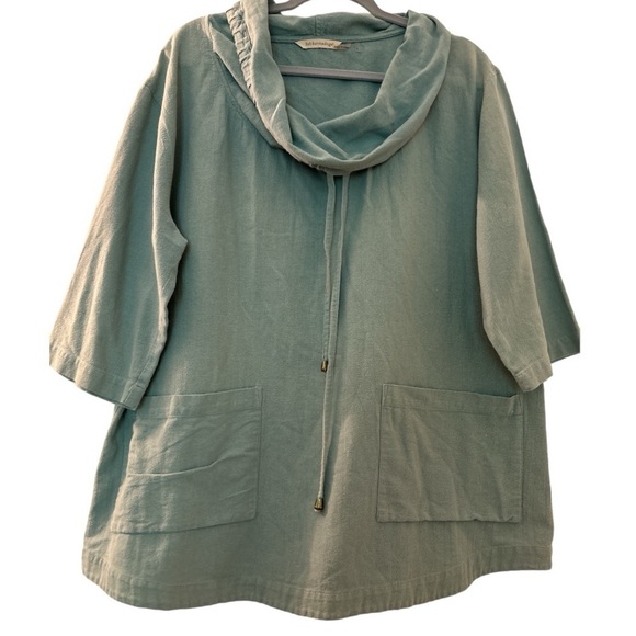 Soft Surroundings Tops - SOFT SURROUNDINGS tunic, full cut,light green-blue, cowl neckline, 3/4 sleeves